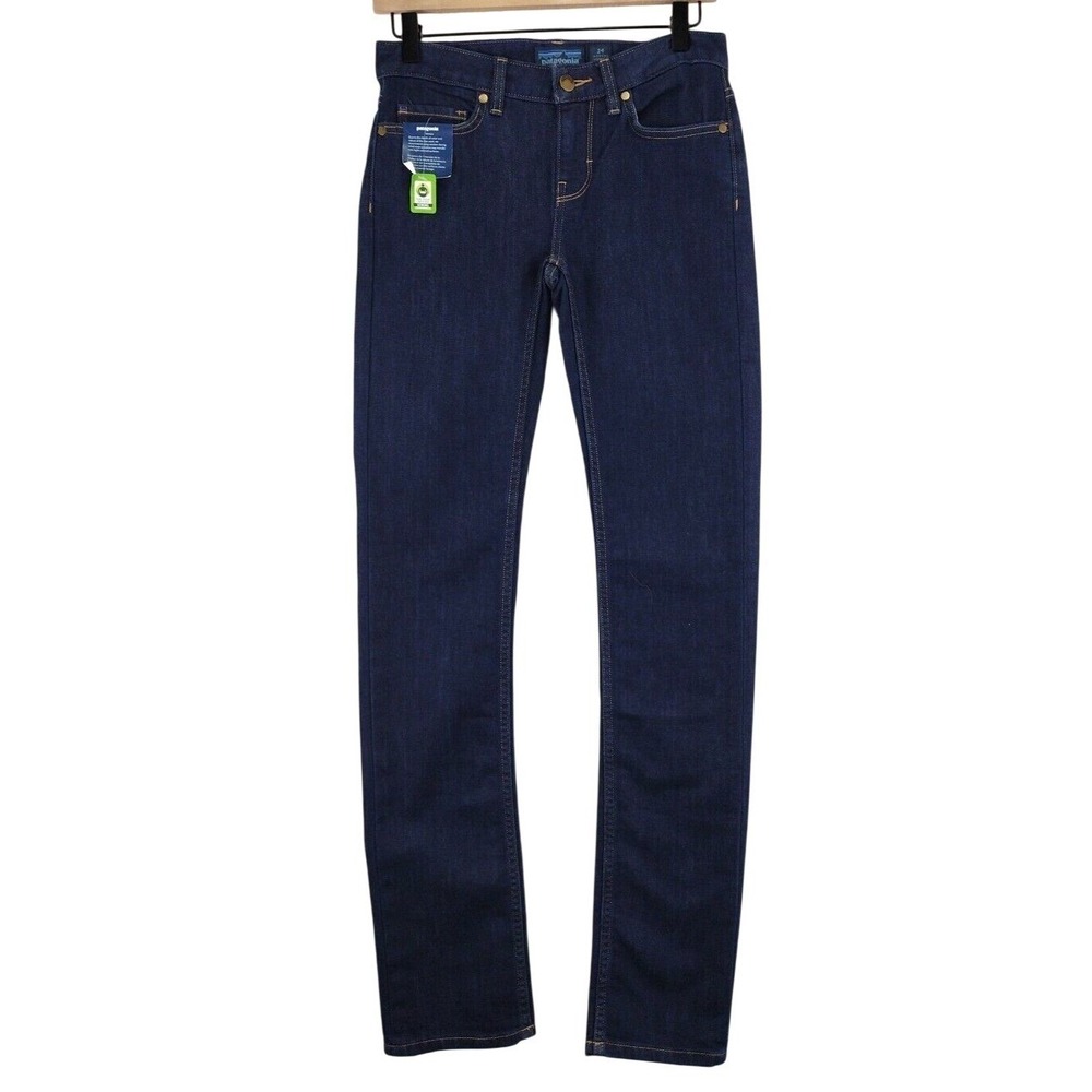 Patagonia Straight leg Jeans Womens Size 24 Blue Dark Wash Organic Cotton Blend